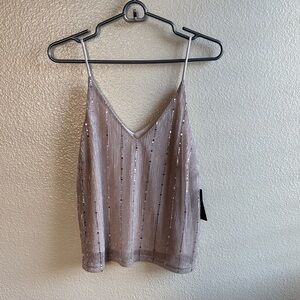 Sequin Light Pink Sparkle Spaghetti Strap Top